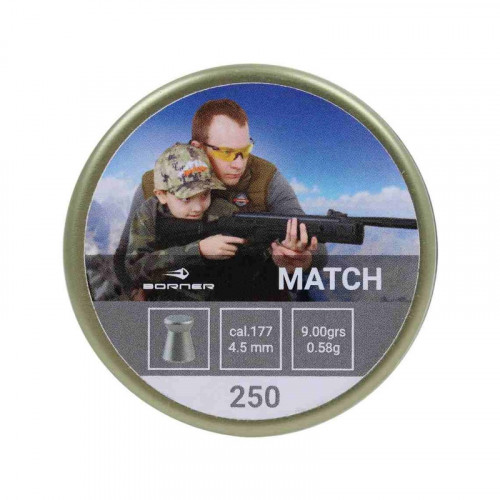 Пуля пневм. Borner " Match",  4,5 (250 шт.) 0,58гр. 9 gr