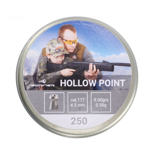 Пуля пневм. Borner "Hollow Point",  4,5 (250 шт.) 0,58гр. 9 gr