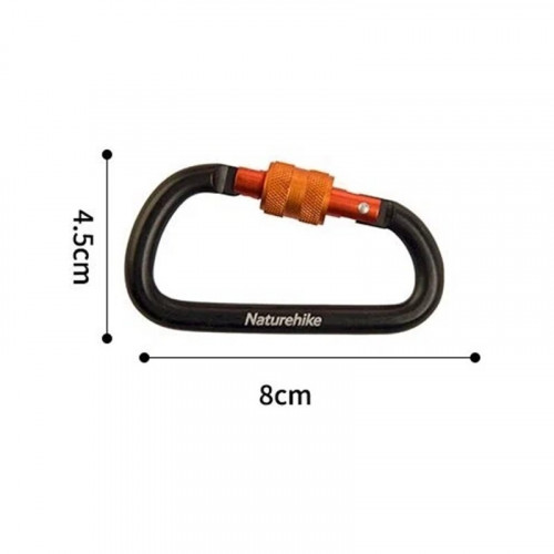 Карабин Naturehike d-type 8cm с блокировкой NH15A008-D (Black)