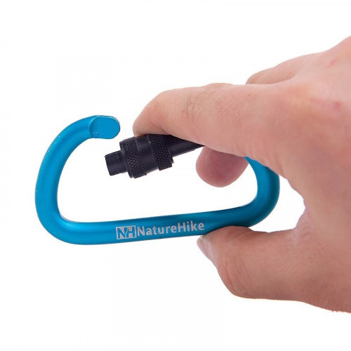 Карабин Naturehike d-type 8cm с блокировкой NH15A008-D (Blue)