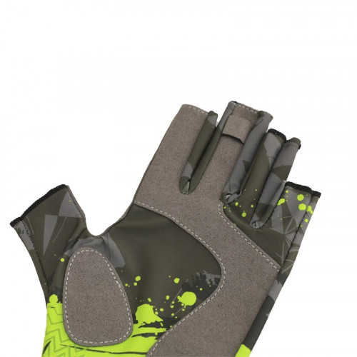 Перчатки для рыбалки летние Aquatic UPF50+ (цвет: camo lime khaki, размер S/M)