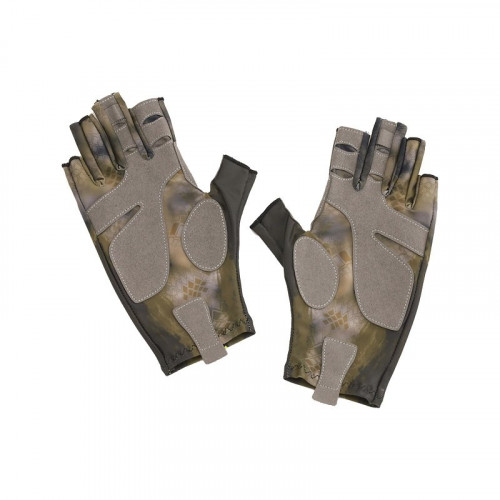 Перчатки для рыбалки летние Aquatic UPF50+ (цвет: carp camo, размер S/M)