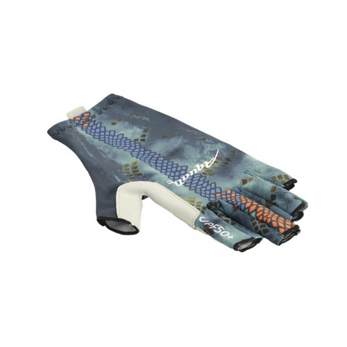 Перчатки для рыбалки летние Aquatic UPF50+ (цвет: pike camo blue, размер L/XL)
