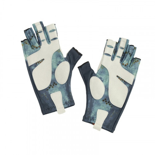 Перчатки для рыбалки летние Aquatic UPF50+ (цвет: pike camo blue, размер L/XL)