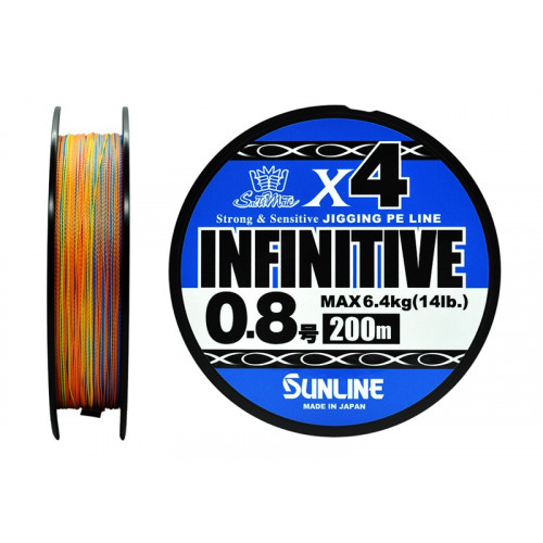Плетёный шнур Sunline INFINITIVE x4 #0.8/14lb 200m Multi Color