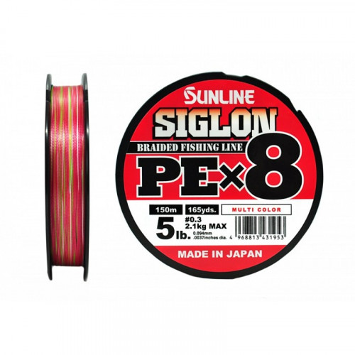 Плетёный шнур Sunline SIGLON PEx8 #0.3/5lb 150m Multi Color