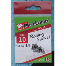 Вертлюг Mottomo Rolling Swivel №10 10 шт.