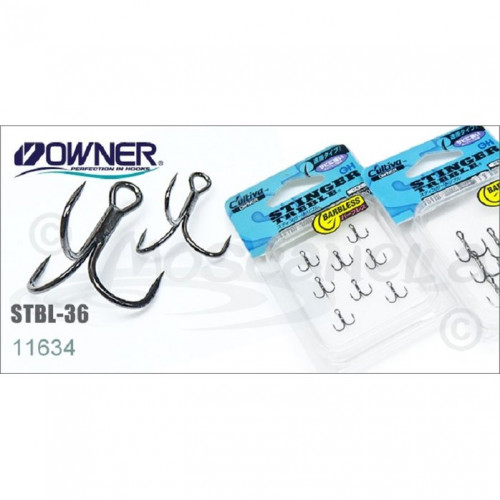 Тройной крючок OWNER 8шт Black Chrome STBL-36BC barbless 11634BC-14