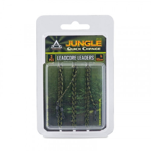 Поводки карп. из ледкора Anakonda QC Jungle Green быстросъёмн. 40lb 80см 3шт.
