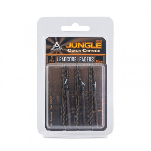 Поводки карп. из ледкора Anakonda S-CLIP Jungle Brown c безоп. клип. 40lb 80см 3шт.