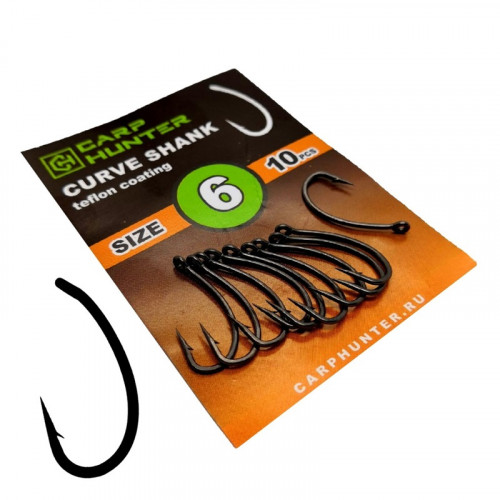 Крючки карповые CarpHunter CURVE SHANK №6 (teflon coating) (10 шт.)