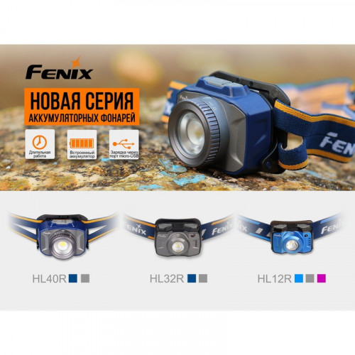 Фонарь Fenix HL40R, серый