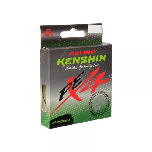 AZURA Шнур плетеный Kenshin PE X4 150м Chartreuse 0,117мм 3,2кг 7lb