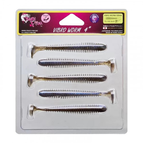 Приманка Crazy Fish VIBRO WORM 4 75-100-3d-6 5у