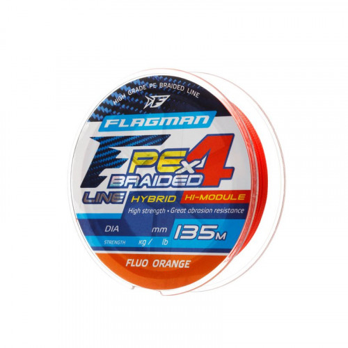 Шнур Flagman PE Hybrid F4 135m FluoYellow 0,06mm. 2,7кг/6lb