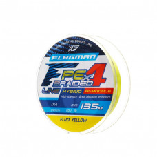 Шнур Flagman PE Hybrid F4 135m FluoYellow 0,08mm. 3,6кг/8lb