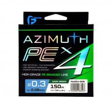 F-FISHING Шнур Azimuth PE X4 150м Dark Green 0,08мм 3,6кг/8lb