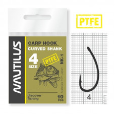 Крючок Nautilus Carp Curved Shank 1PTFE № 4