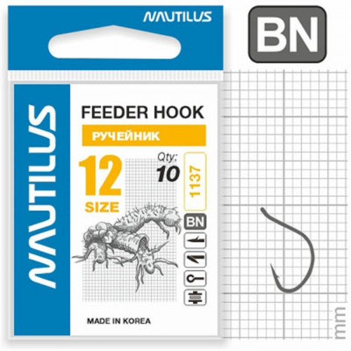 Крючок Nautilus Feeder Фидер ручейник 1137BN  №12