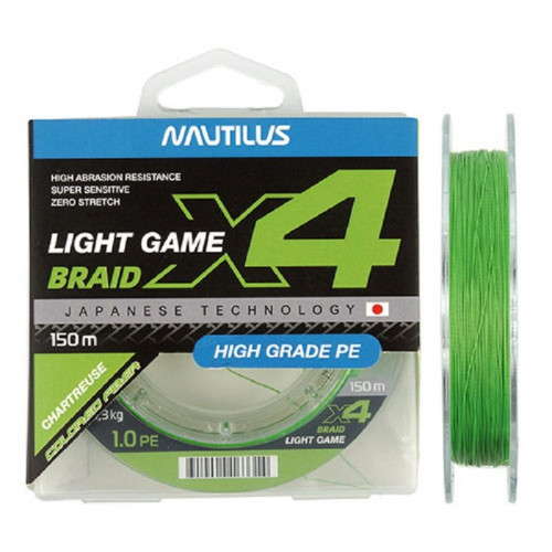 Шнур Nautilus X4 Light game Braid Chartreus 5.4кг 0,8PE 150м