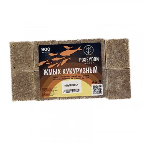 Жмых ПОСЕЙДОН “КУКУРУЗНЫЙ” 0,9 кг КЛУБНИКА