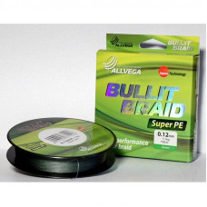 Шнур плетёный ALLVEGA Bullit Braid 135м тёмно-зелёный 0,12мм (7,1кг)