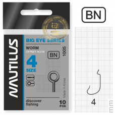 Крючок офсетный Nautilus Offset Big Eye Series Worm 1005 № 4