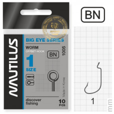 Крючок офсетный Nautilus Offset Big Eye Series Worm 1005 №1