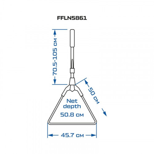 F-FISHING Подсак складной теле голова 46х50x51см ручка 70,5-105см