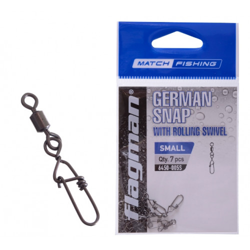 Flagman фидерная застежка с вертлюгом German snap S