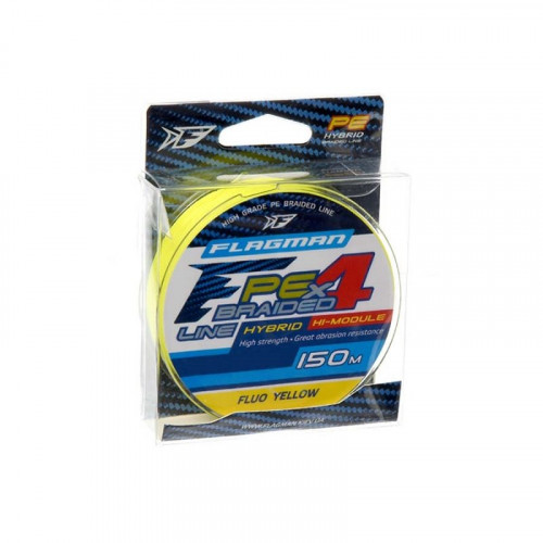 FLAGMAN Шнур PE Hybrid F4 150м Fluo Yellow 0,32мм 18,2кг 40lb