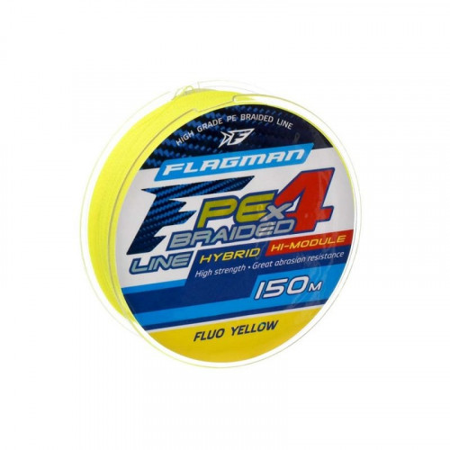 FLAGMAN Шнур PE Hybrid F4 150м Fluo Yellow 0,32мм 18,2кг 40lb