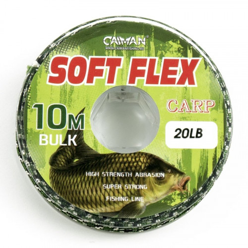 Лидкор без сердечника Caiman Soft Flex Olive 10m 25lbs 215860