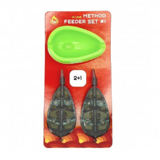 OGON FISH In line Method Feeder Set #1 2 кормушки  40+40 gr + 1 персс-форма