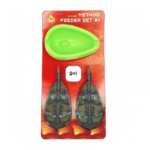 OGON FISH In line Method Feeder Set #1 2 кормушки  40+40 gr + 1 персс-форма