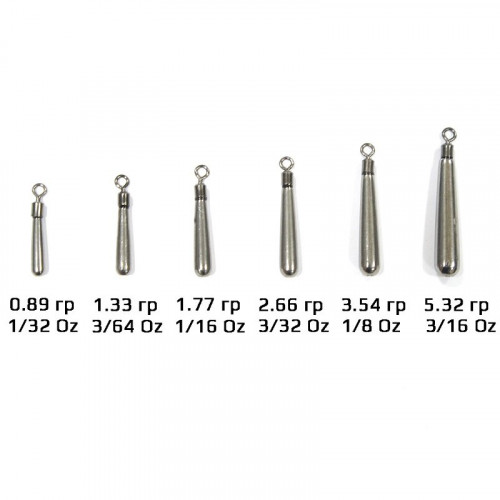 Вольфрамовый груз HITFISH Tungsten sinker Jig-rig 3/64 oz 1.33 gr (4 шт\уп)