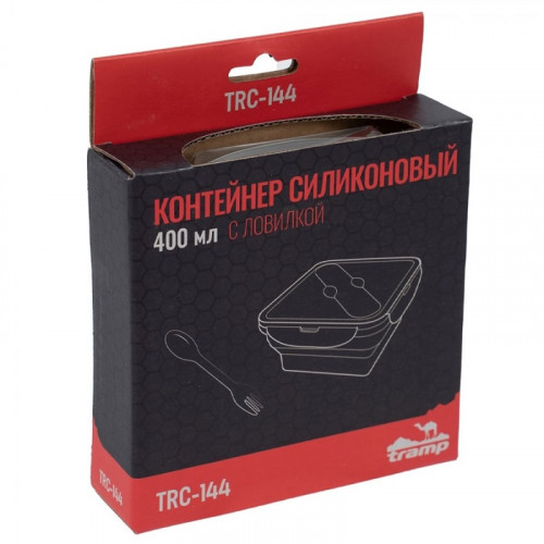 Tramp контейнер силиконовый с ловилкой 400 мл (оливковый)