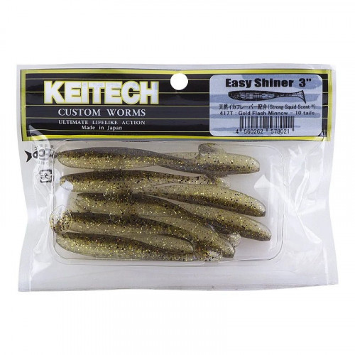 Силиконовая приманка Keitech Easy Shiner 3" 417T Gold Flash Minnow 10y