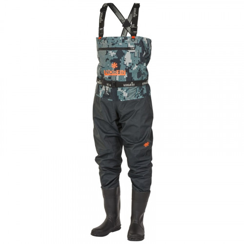 Полукомбинезон заброд. Norfin PILOT CAMO BOOTFOOT р.43-M с сапогами резина