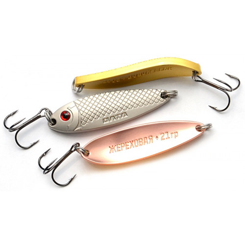 Блесна ЖЕРЕХОВАЯ  21г, 80мм, матовое серебро, тр.Mustad №4, цветной металл